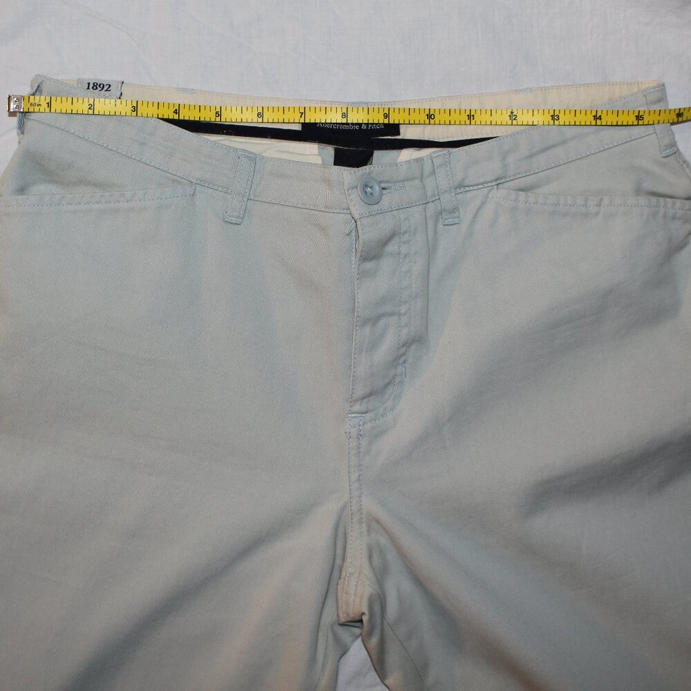 NWT - Abercrombie & Fitch Dusty Blue Sz 6 Long Chino Pant Button Fly Flap Pocket - Picture 9 of 15